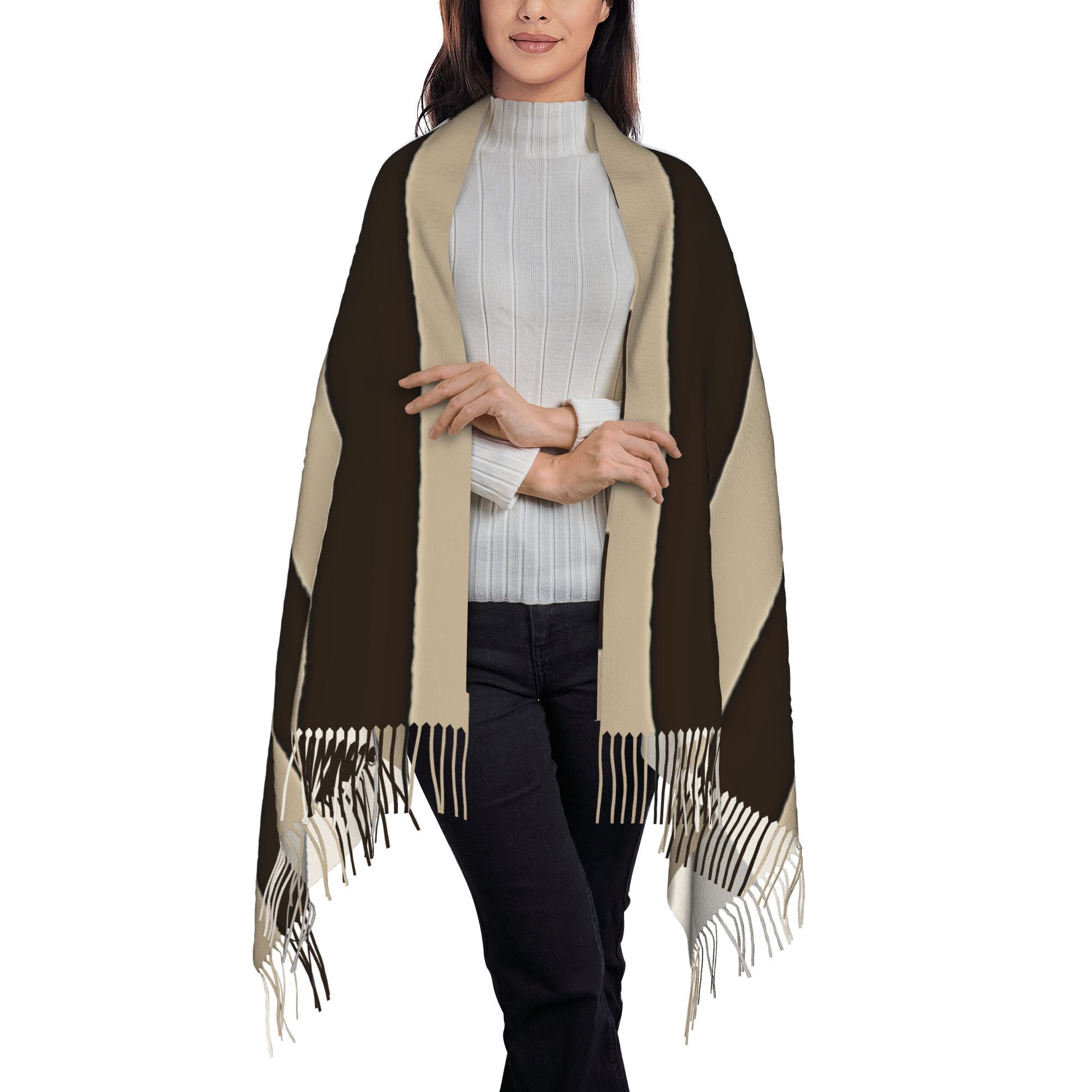 1 buah Syal Bergaris Vertikal  - Tassel Fringe Trim ulasan dan harga