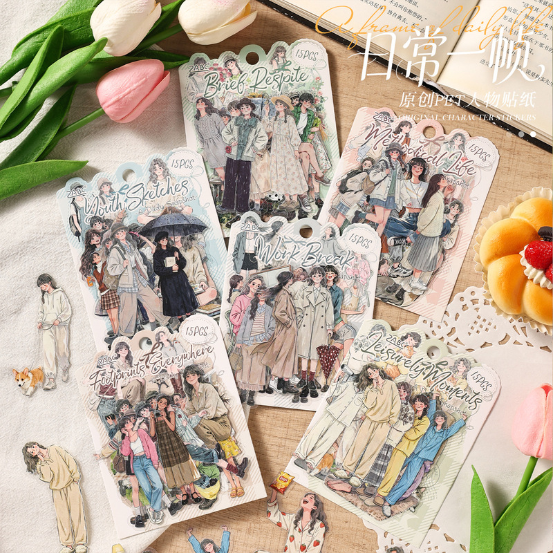 15Pcs Paket Stiker Karakter Wa - Embellishments For Scrapbooking ulasan dan harga